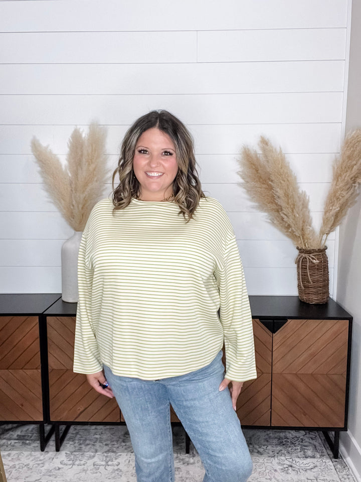 "Mayfield" Long Sleeve Striped Round Neck