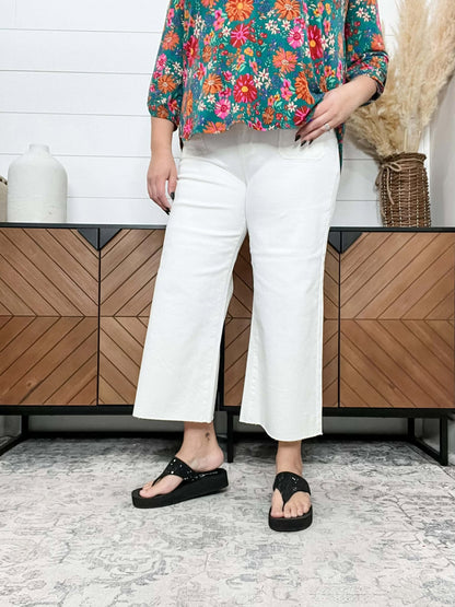 Judy Blue Bianca White Wide Leg Crops