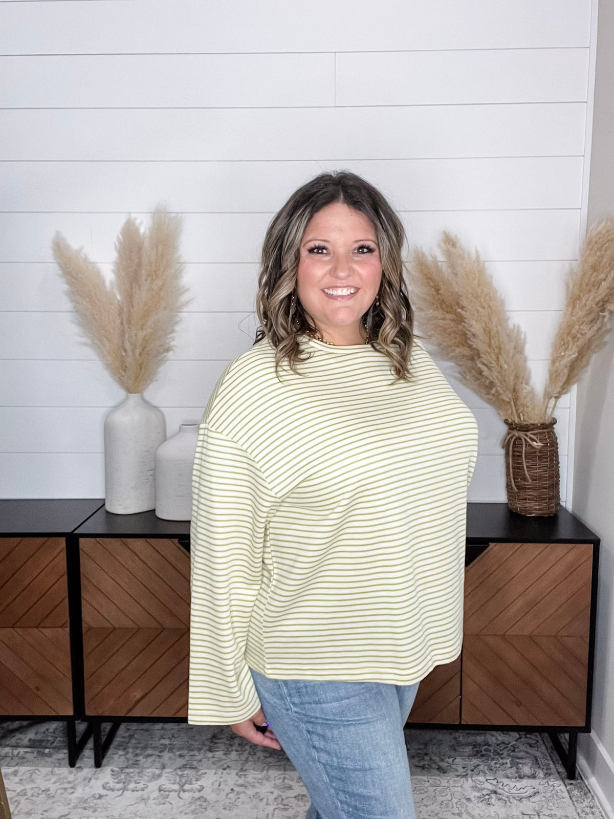 "Mayfield" Long Sleeve Striped Round Neck