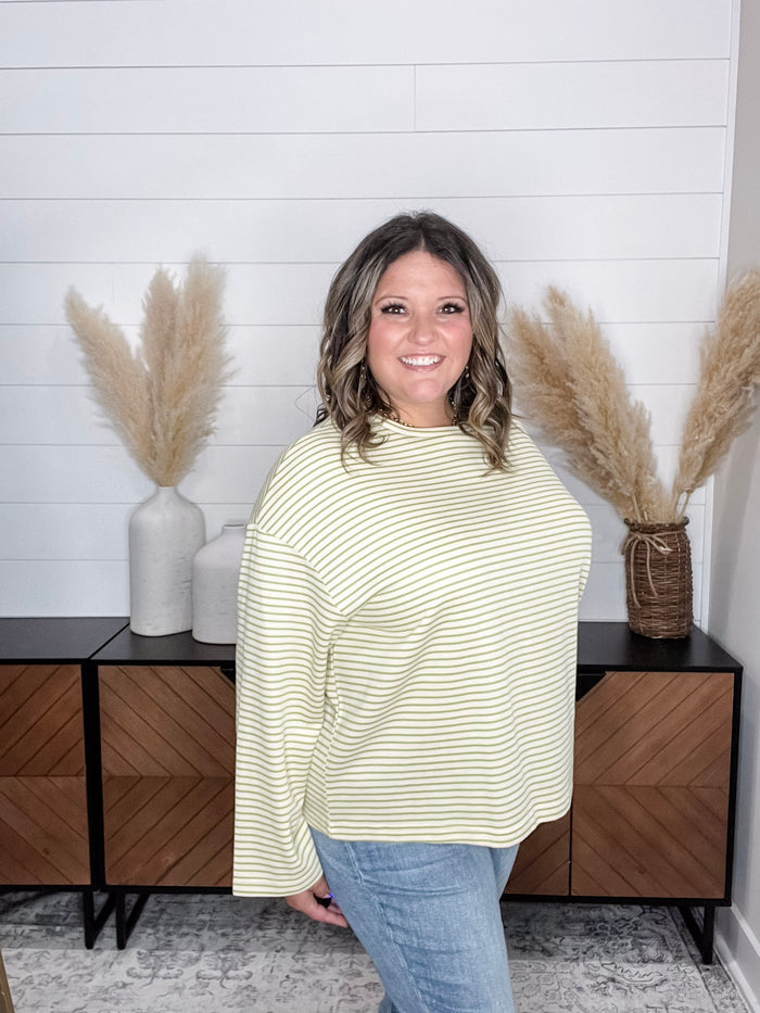 "Mayfield" Long Sleeve Striped Round Neck