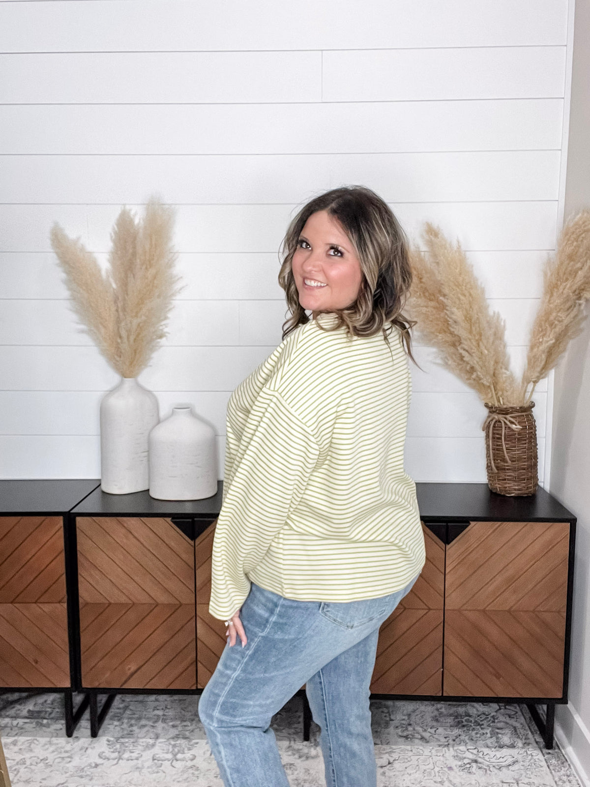 "Mayfield" Long Sleeve Striped Round Neck