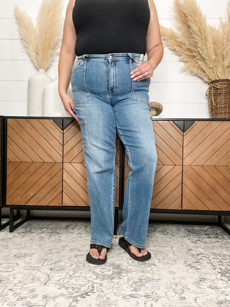 Judy Blue "How Bizarre" 90's Cargo Straight Leg Jeans