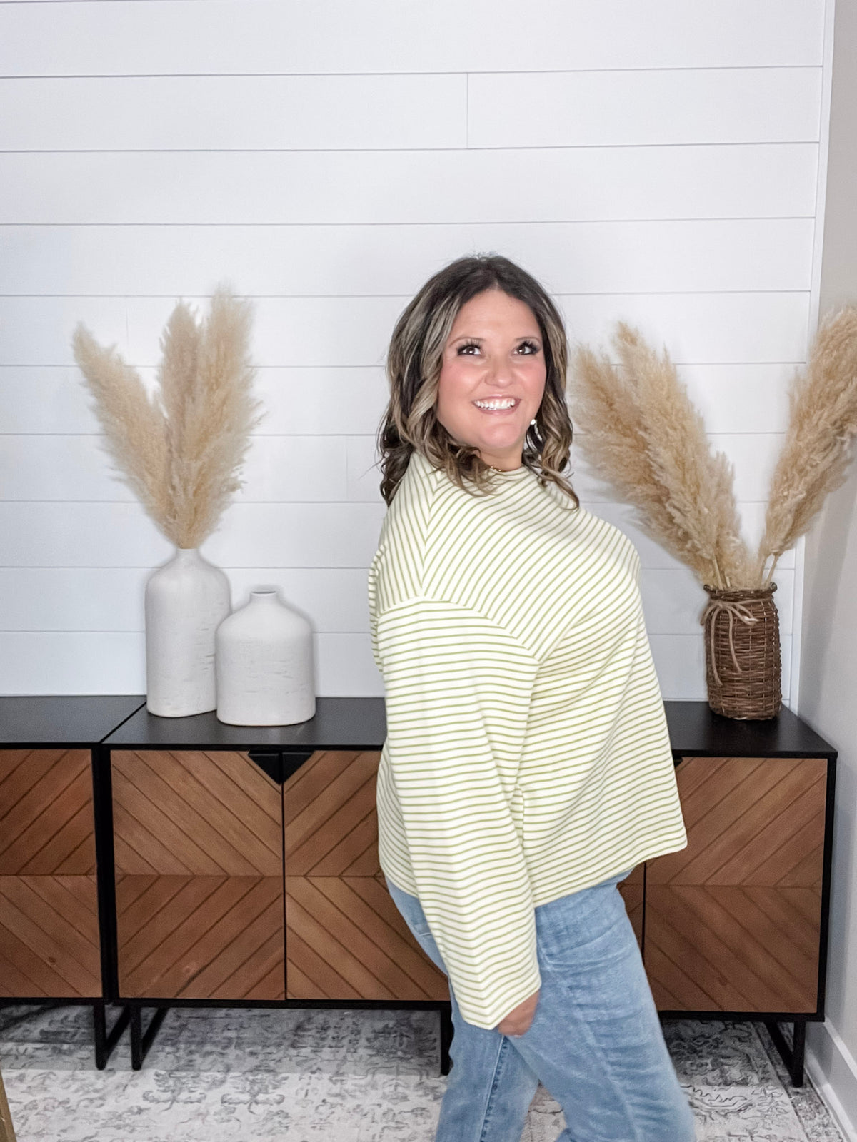 "Mayfield" Long Sleeve Striped Round Neck