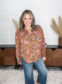 Dear Scarlett "Benton" Lizzy Smocked Wrist Long Sleeve Split Neck