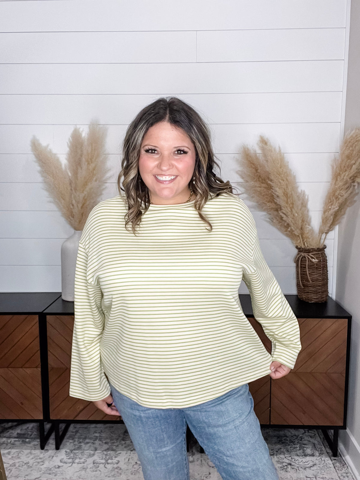 "Mayfield" Long Sleeve Striped Round Neck