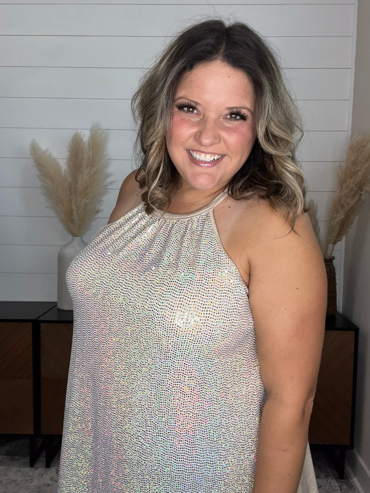 "Champagne Wishes" Sparkle Halter Tank