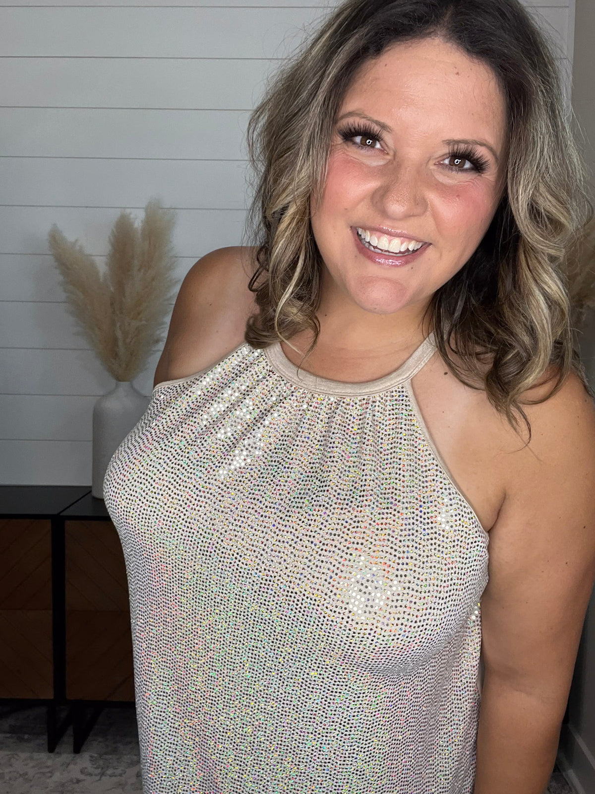 "Champagne Wishes" Sparkle Halter Tank