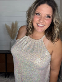 "Champagne Wishes" Sparkle Halter Tank