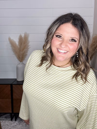 "Mayfield" Long Sleeve Striped Round Neck
