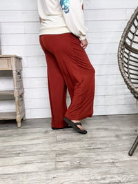 Smocked Waistband Lounge Pants (Olive and Rust)