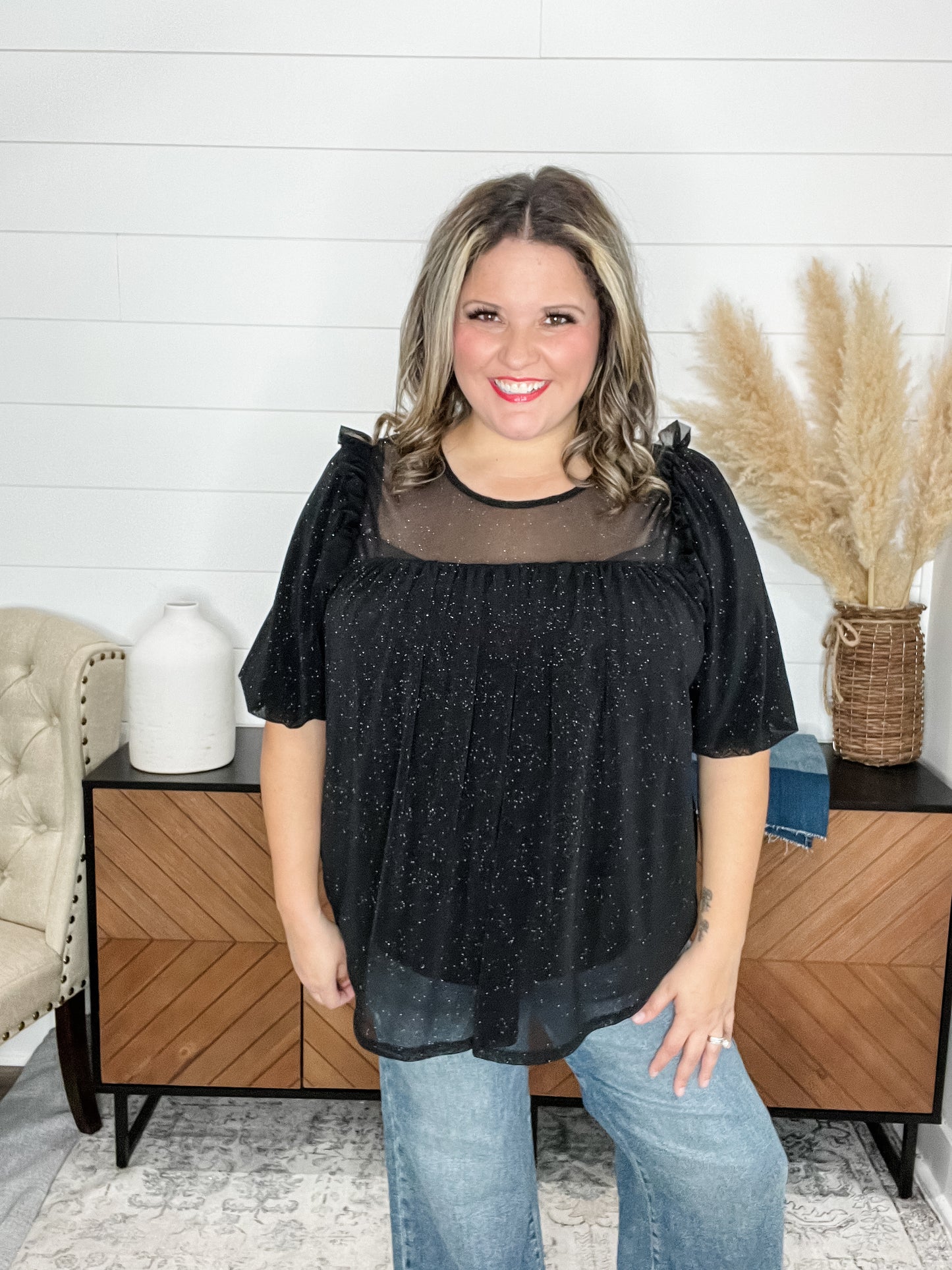 "Ophelia" Sparkle Tulle Bubble Sleeve