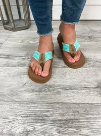 Gypsy Jazz "Pamela" Flip Flops (Turquoise)
