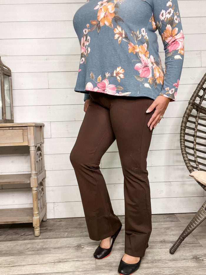 Maze Bootcut Ponte Pants (Brown)