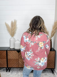 Dear Scarlett "Matter of Fact" Floral Long Sleeve Split Neck