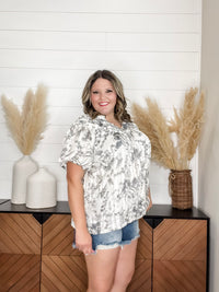 "Touch Of Sass" Bubble Short Sleeve Split Neck