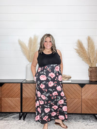Floral Skirt Tank Maxi Dress with Pockets