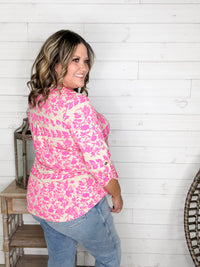 Dear Scarlett "Chandler" Floral Lizzy 3/4 Sleeve Split Neck