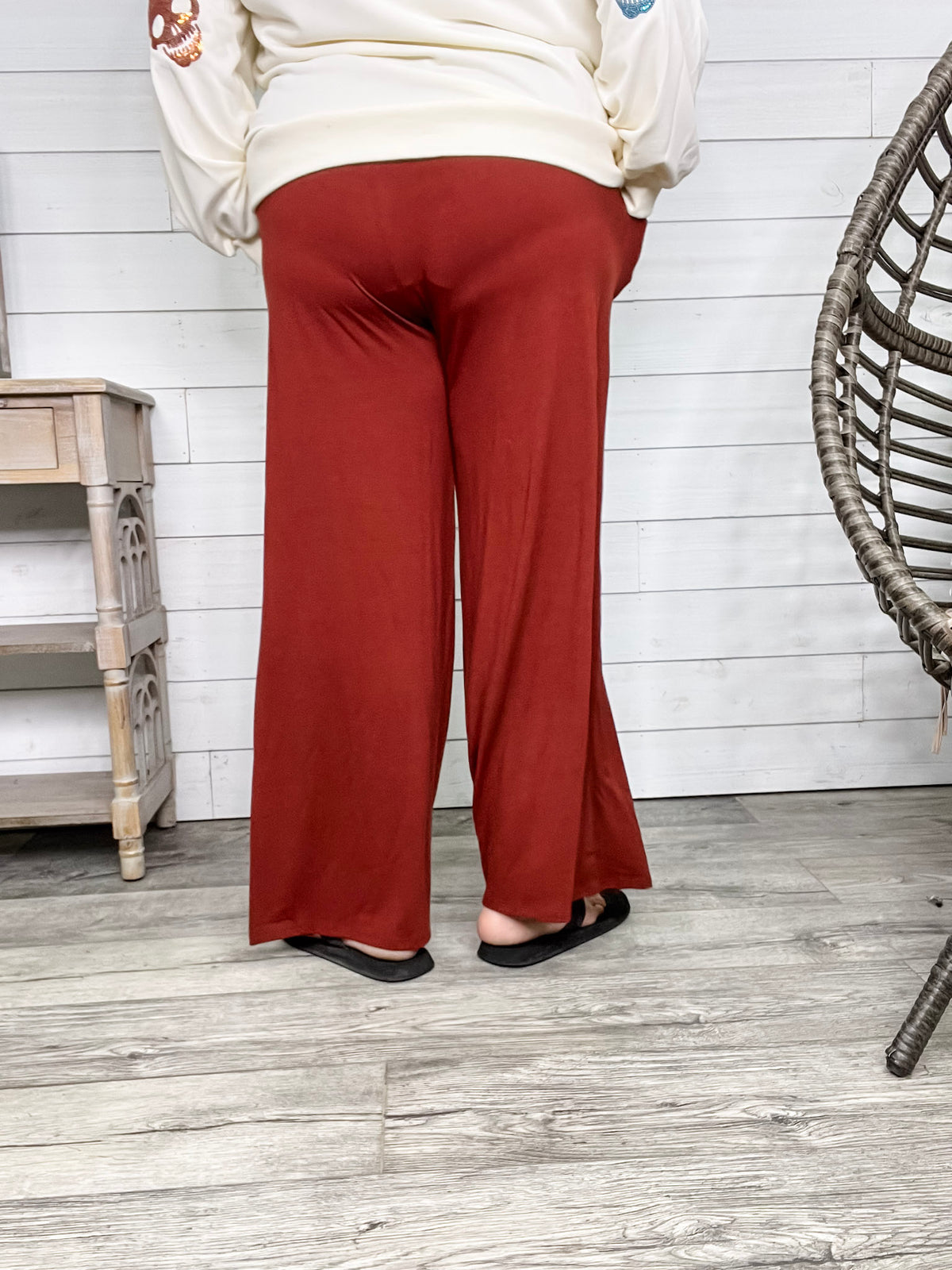 Smocked Waistband Lounge Pants (Olive and Rust)