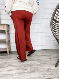 Smocked Waistband Lounge Pants (Olive and Rust)