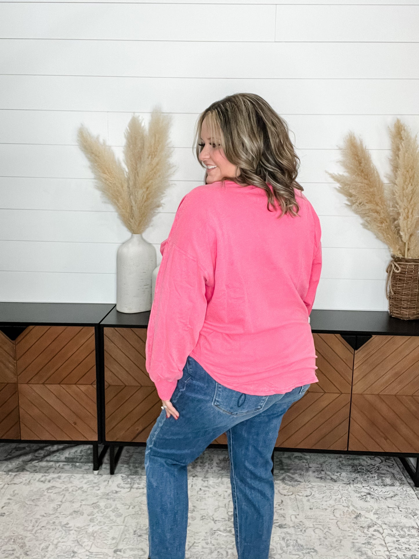 "Nailed It" Side Rivet Detail Round Bottom Crewneck