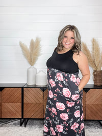 Floral Skirt Tank Maxi Dress with Pockets