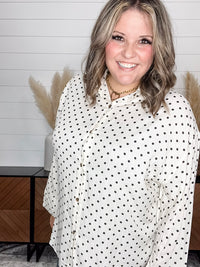 "Temper" Polka Dot Button Up Long Sleeve