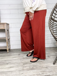 Smocked Waistband Lounge Pants (Olive and Rust)