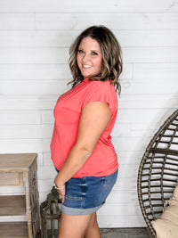 "One More Thing" Sleeveless Split Neck (Tomato)