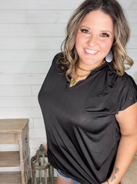 "One More Thing" Sleeveless Split Neck (Black)