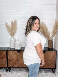 "Lucky" Short Sleeve Rolled Cuff Ruffle Ribbed