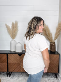 "Lucky" Short Sleeve Rolled Cuff Ruffle Ribbed