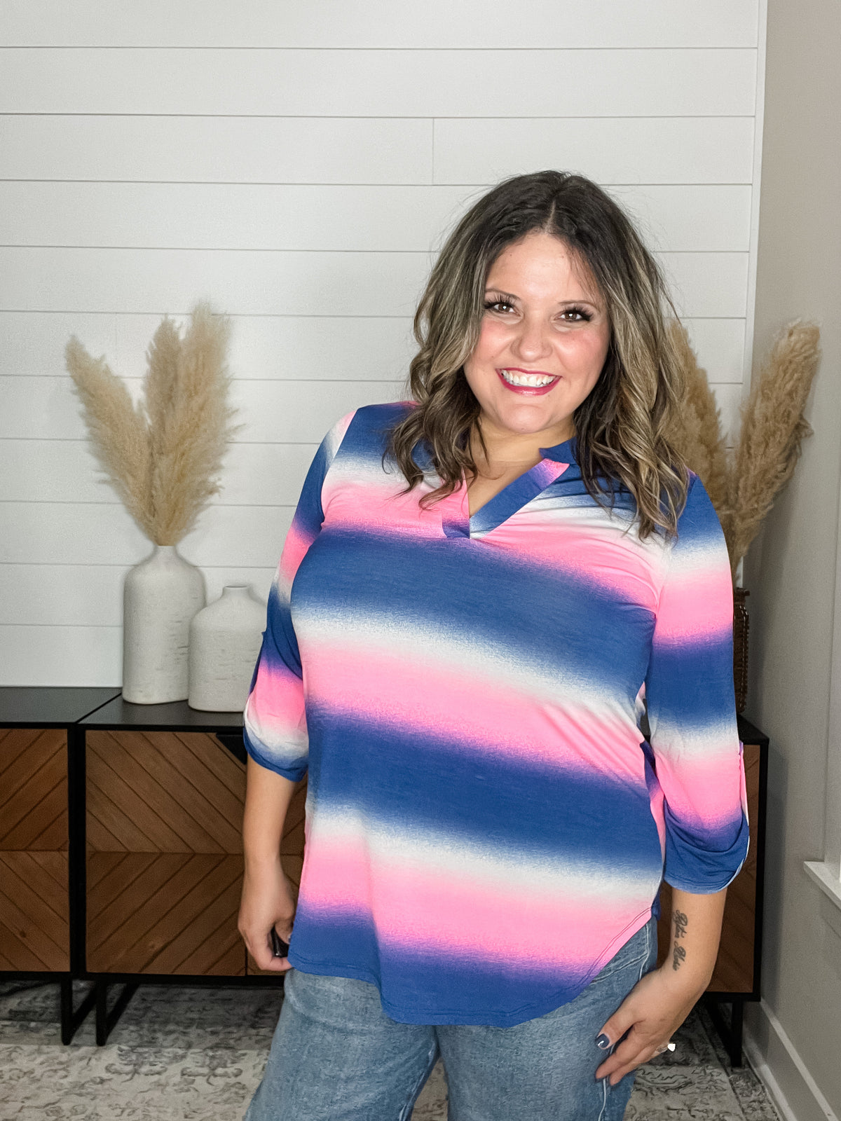 Dear Scarlett "Napa" 3/4 Sleeve Split Neck