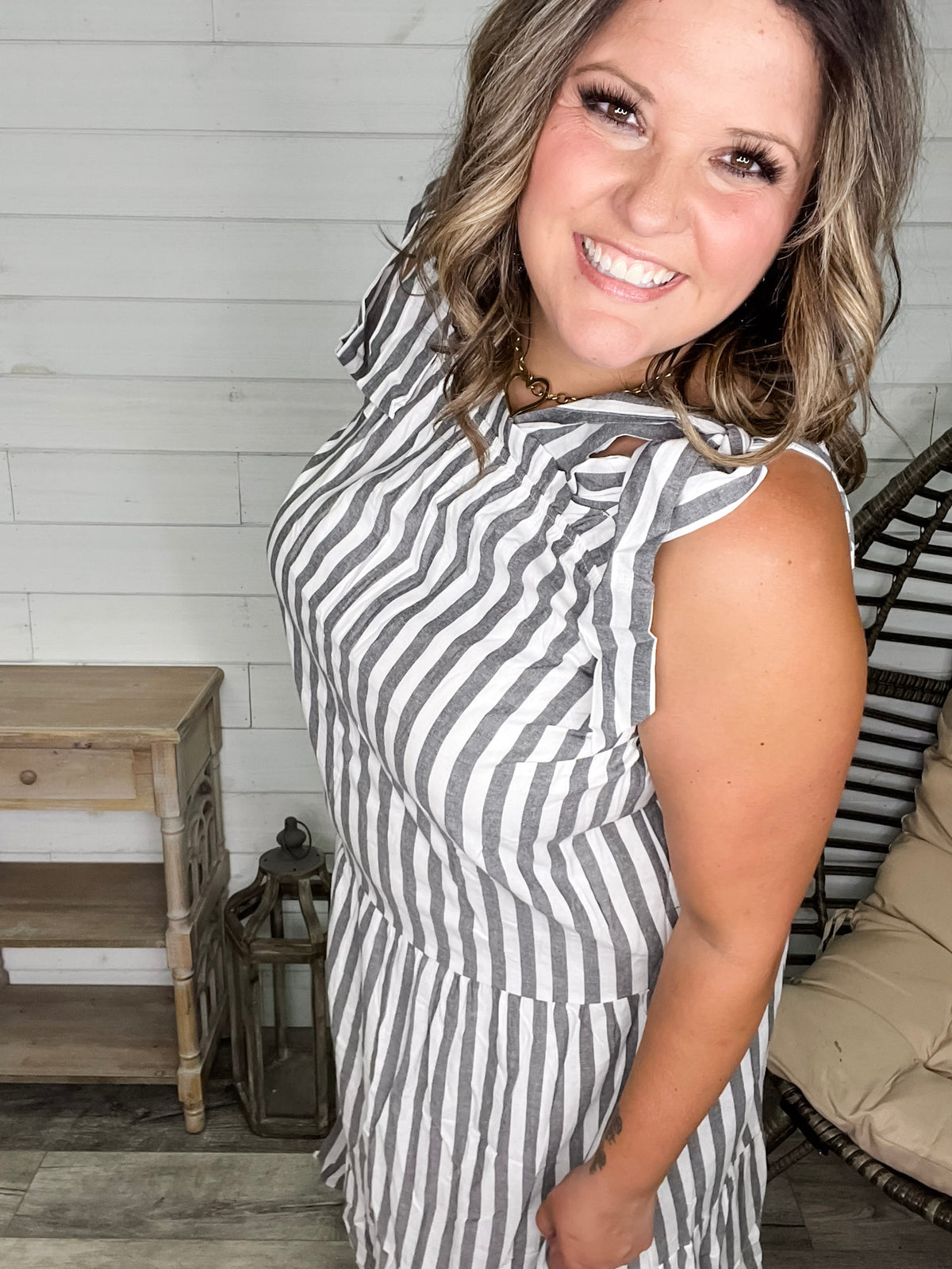 I'm Ready Striped Tiered Maxi Dress with Shoulder Ties