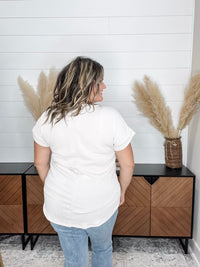 "Lucky" Short Sleeve Rolled Cuff Ruffle Ribbed