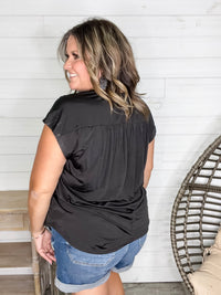 "One More Thing" Sleeveless Split Neck (Black)