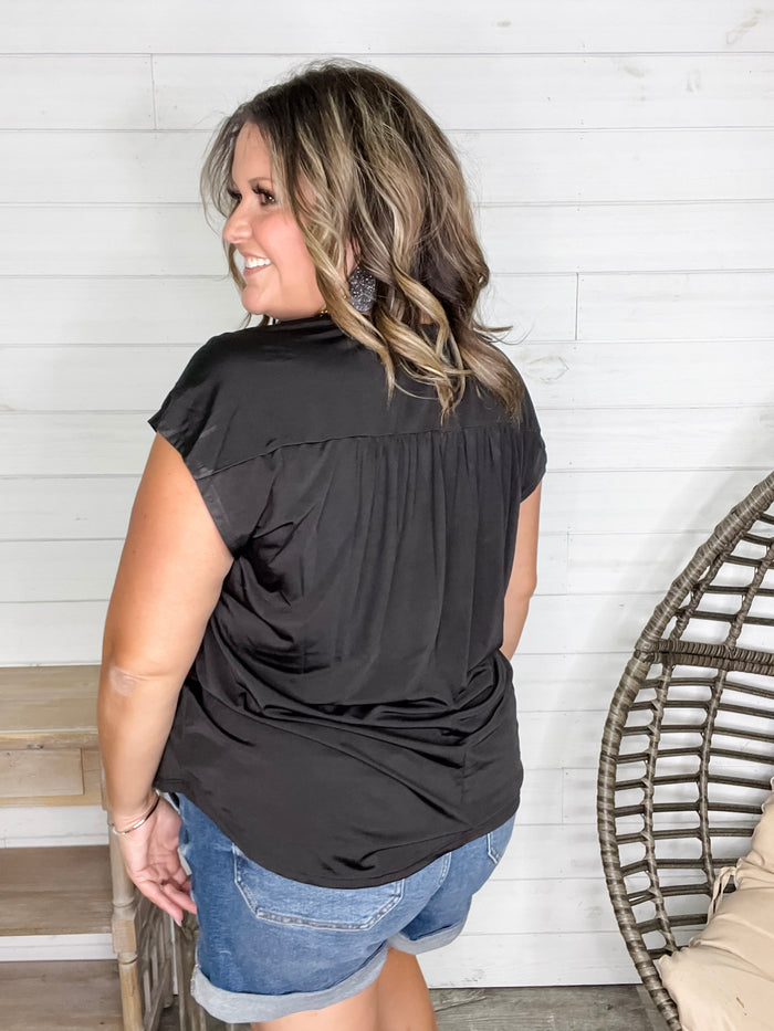 "One More Thing" Sleeveless Split Neck (Black)