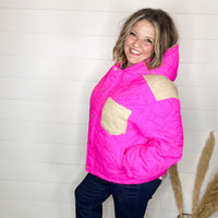 "I Heart You" Heart Quilted Jacket with Sherpa Details
