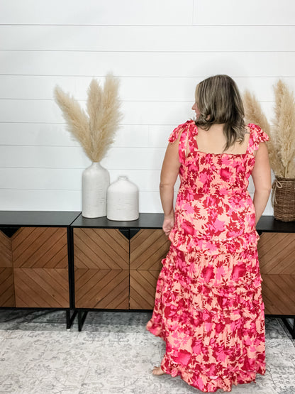 "Cabana" Smocked Floral  Ruffle Tiered Maxi Dress