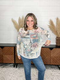 Origami Apparel "Paris" Mesh Long Sleeve Sparkle Top