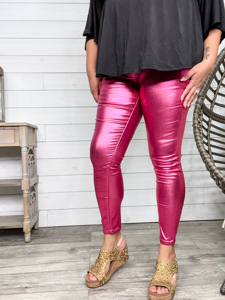 YMI hyperstretch Metallic Skinny (Hot Pink)