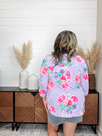 Dear Scarlett "Prelude" Floral Lizzy 3/4 Sleeve Split Neck Tops