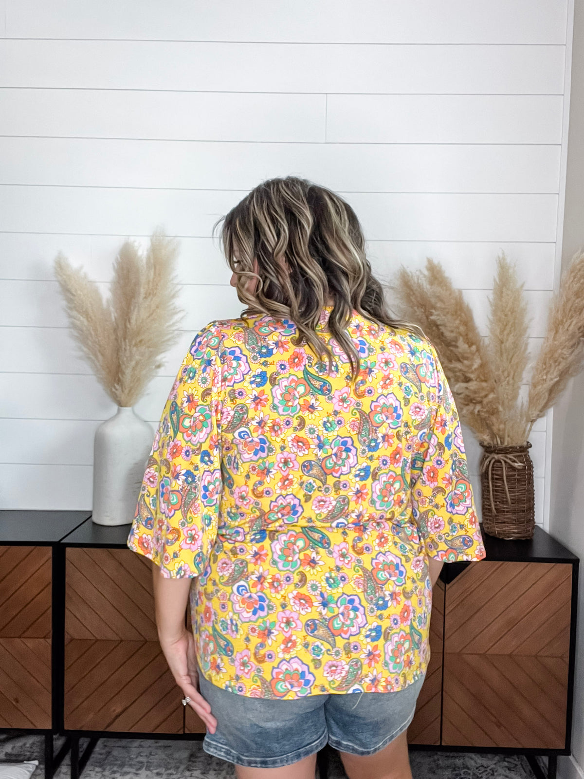 Dear Scarlett "Marigold" Short Ruffled Sleeve U Neck