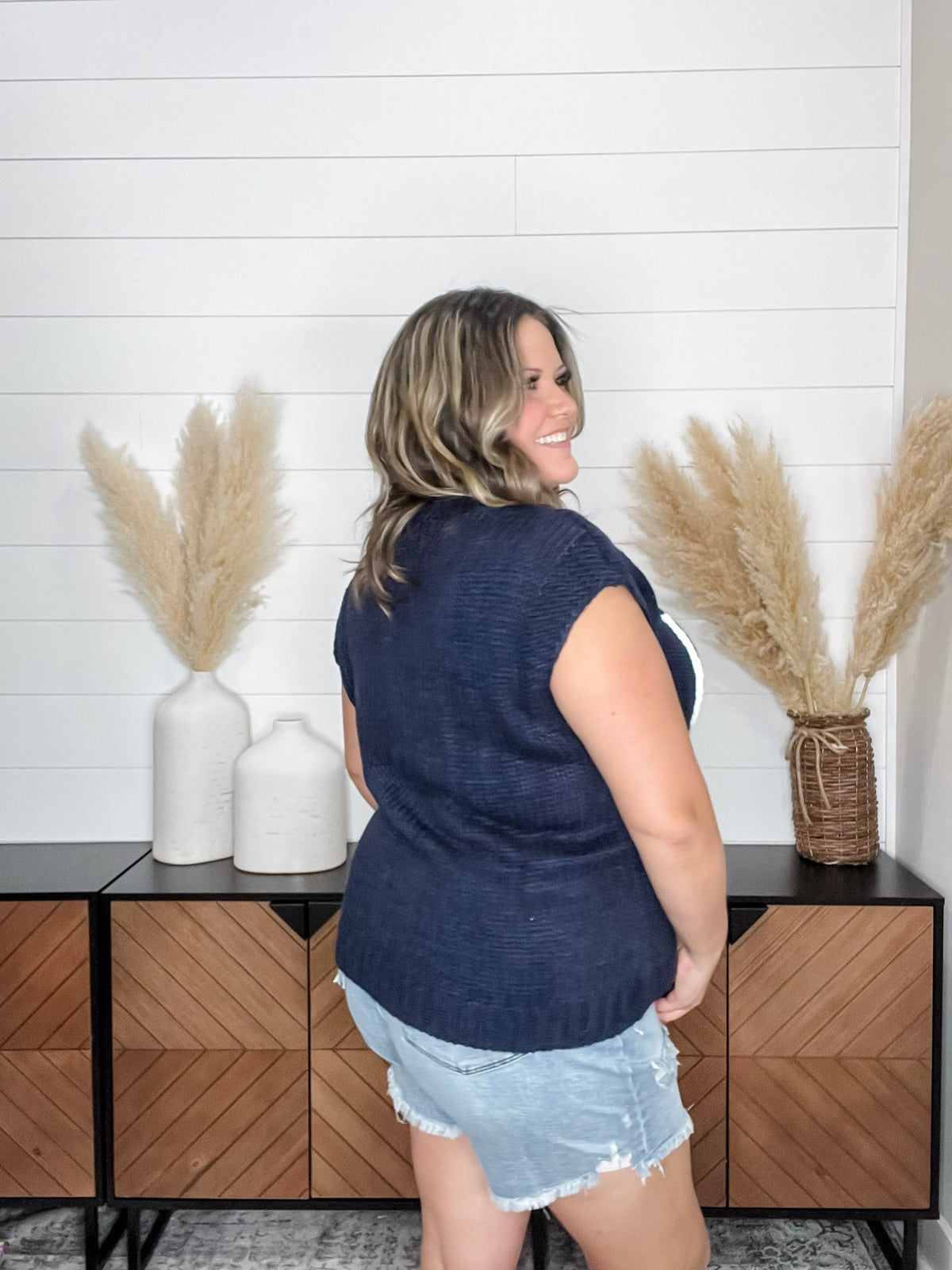 "Spinnaker" USA Yarn Embroidered Cap Sleeve Sweater