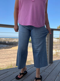 Mica Denim Wide Leg Jeans with square pocket detail