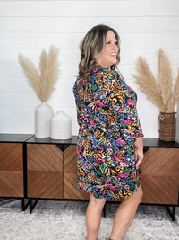 Dear Scarlett "Phosphorus" 3/4 Sleeve Split Neck Dress with Pockets