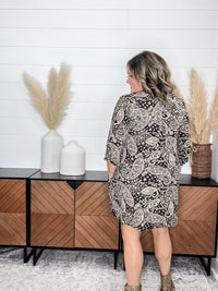 Dear Scarlett "Lithium" 3/4 Sleeve Split Neck Dress with Pockets