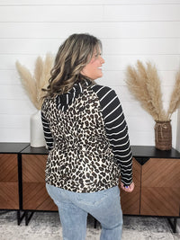 "Caged" Animal Print with Stripe Accent Hoodie