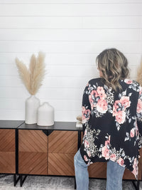 "Double Down" Floral and Animal Print Shark Bite Tunic with Pockets