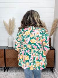 "Highland" 3/4 Sleeve Peplum with Front Tie