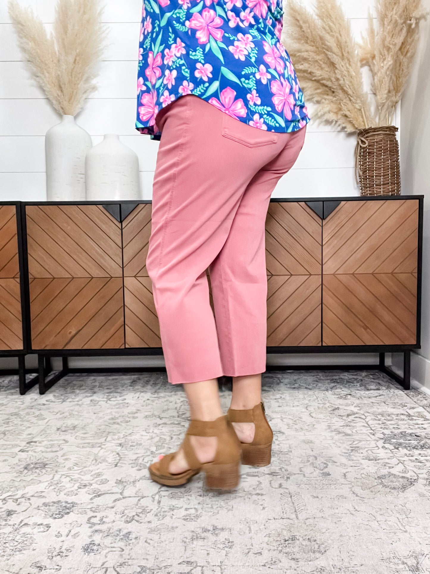 Judy Blue “Any Other Name” Rose Wide Leg Crops